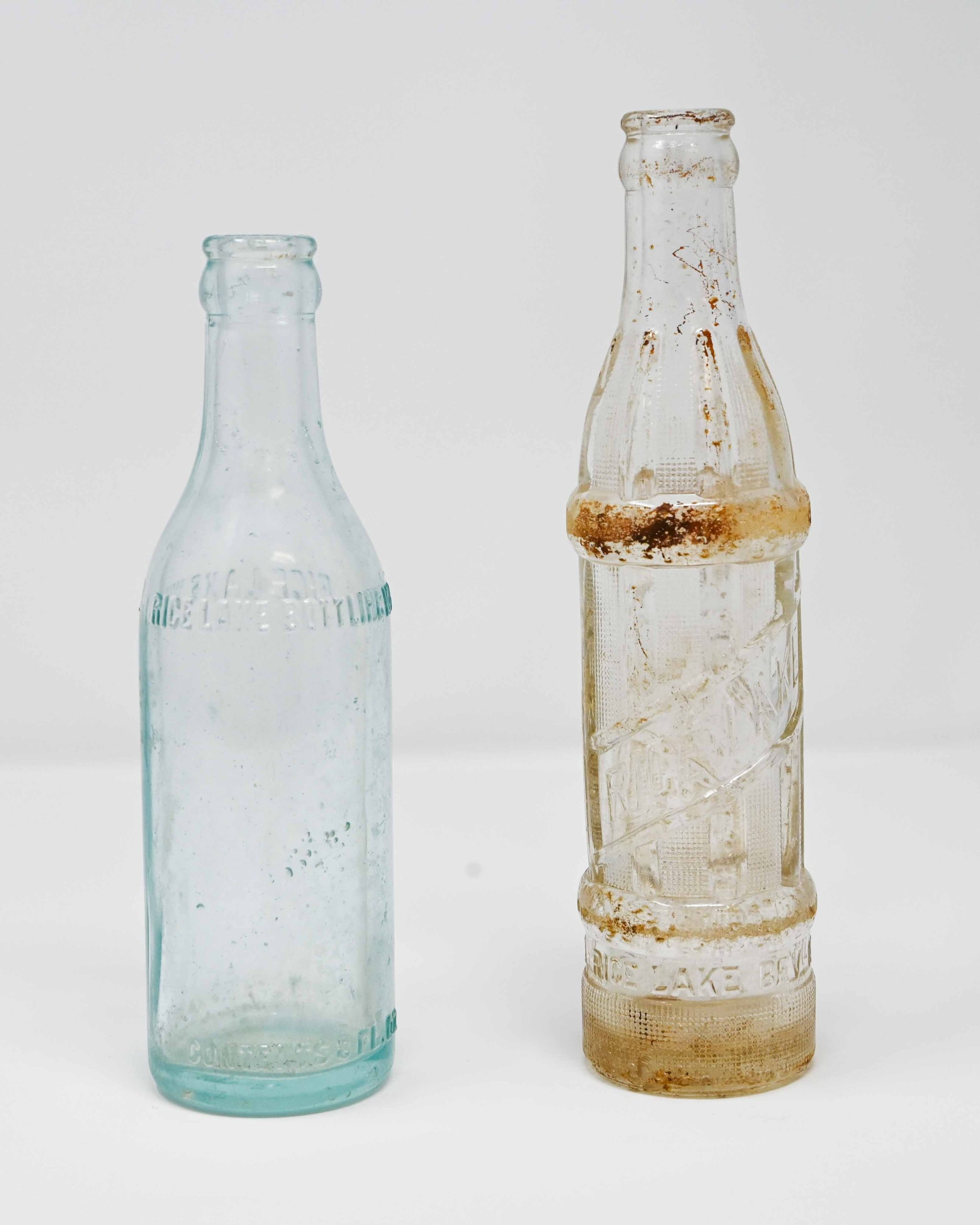 Early 20th Century Glass Bottles from Rice Lake Bottling Works