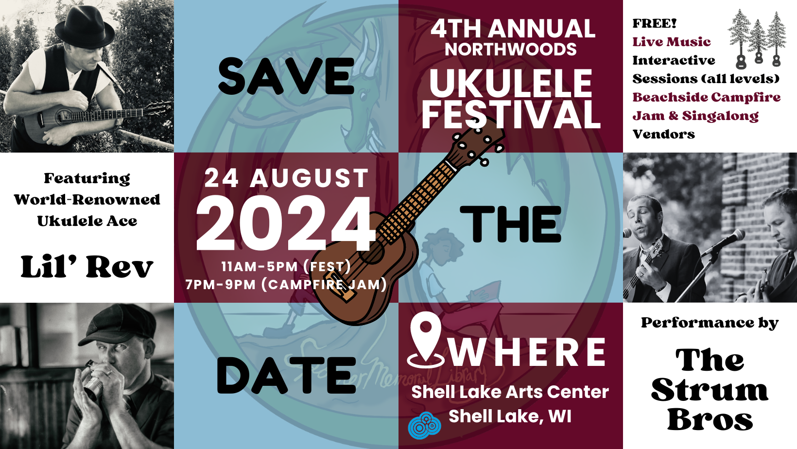 decorative banner announcing the 4th annual Northwoods Ukulele Festival